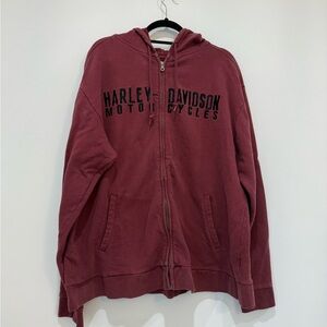 Harley-Davidson Burgundy Zip-Up Hoodie | Size XL